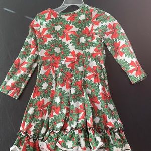 Olive Mae size 4T holly bush and bow Christmas dress